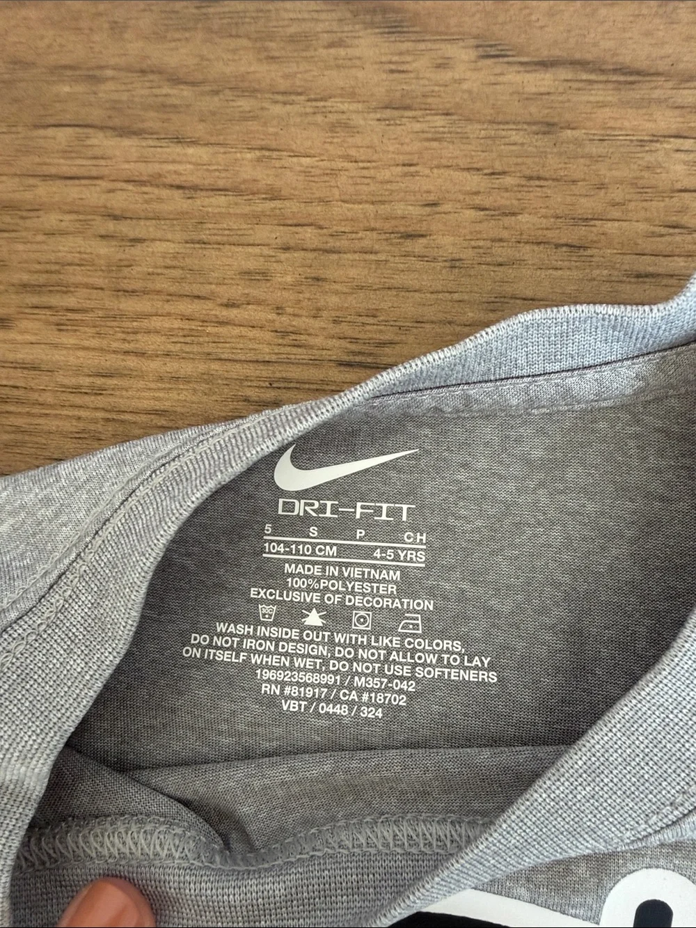 Kids Nike Gray Long Sleeve Tee Dri fit with Football Goalpost Graphic